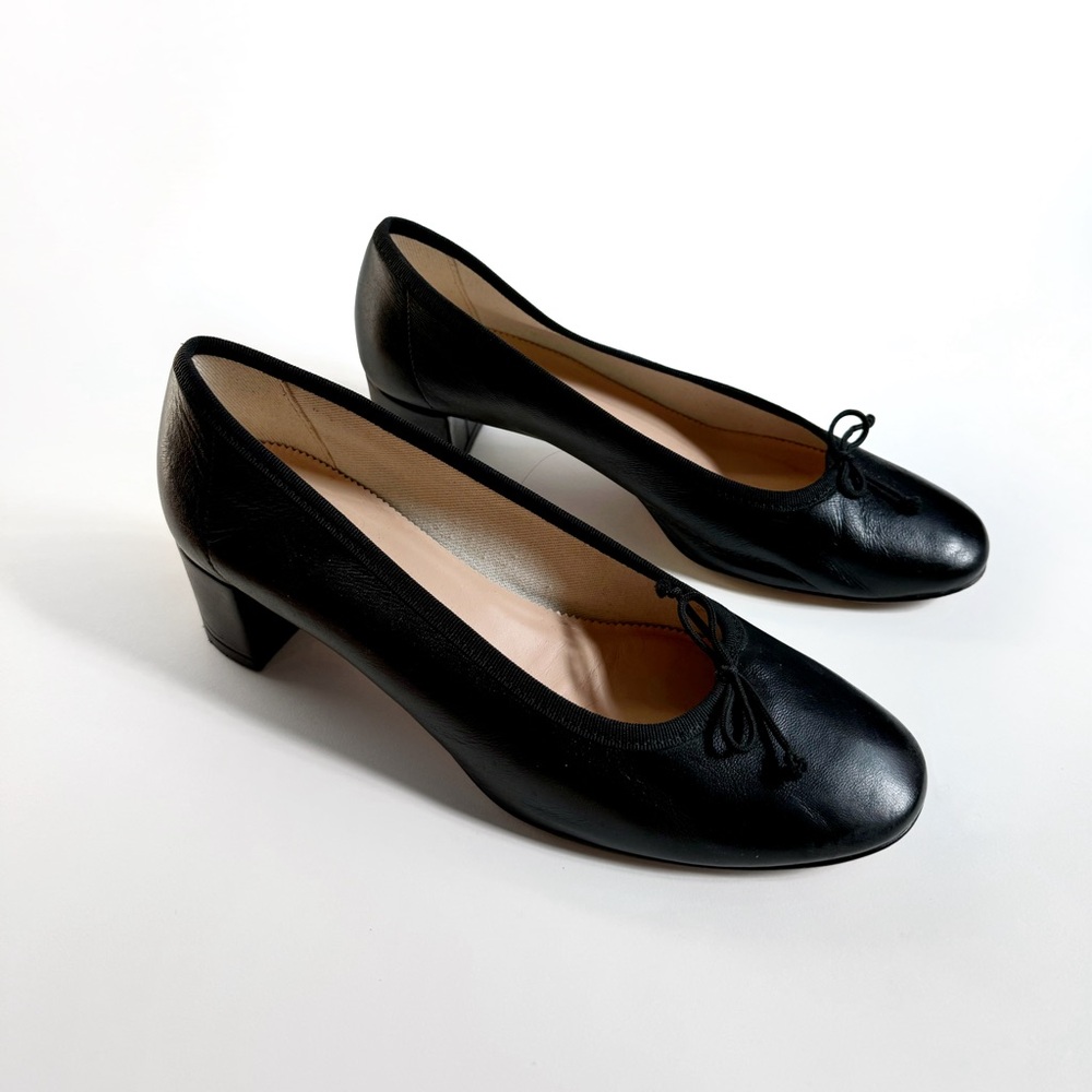 J. Crew Kate block-heel ballet pumps in black 10